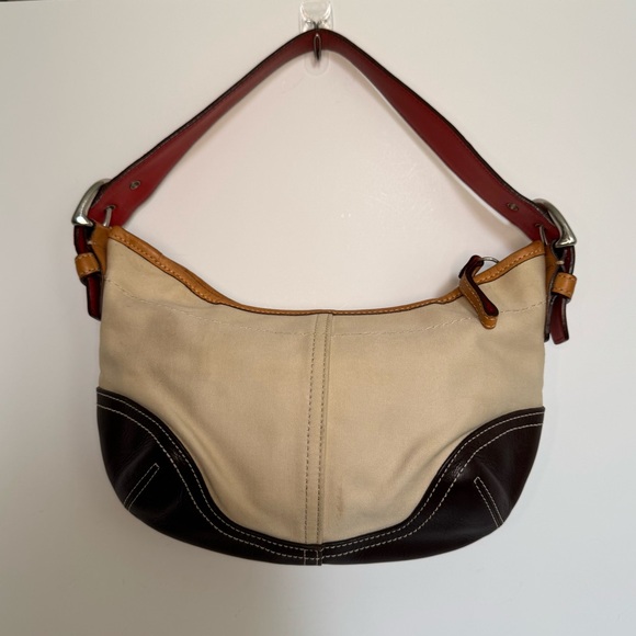 Vintage Coach 9508 Hobo Buckle Bag – Beige Twill & Brown Leather - Picture 5 of 14